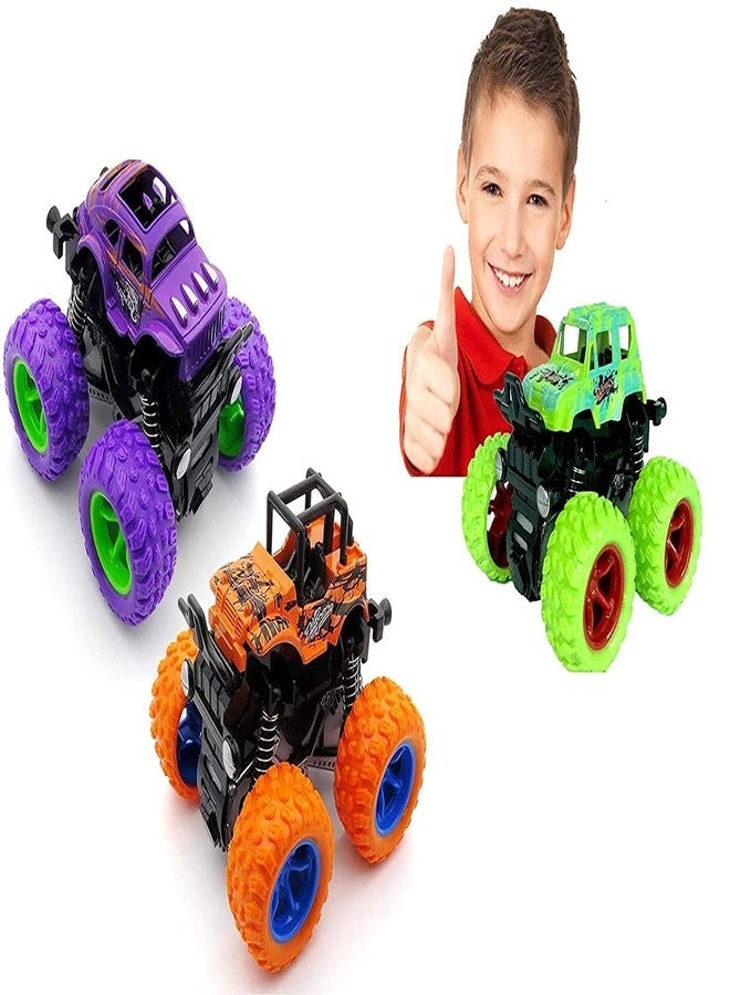 PULSBERY 4WD Monster Truck Cars Push and Go Toy Trucks Friction Powered Cars 4 Wheel Drive Vehicles for Toddlers,Multicolor,Pack of 2 - Image 3